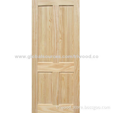 Interior Door of 100% Pine Wood, Eco-friendly Stain, Varnish, Other Wood Types Available